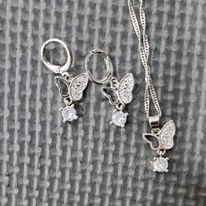Elegant Silver Butterfly Jewelry Set